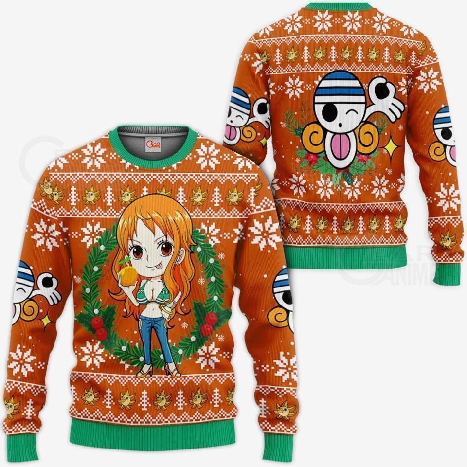 Festive Nami One Piece Anime Christmas Sweater