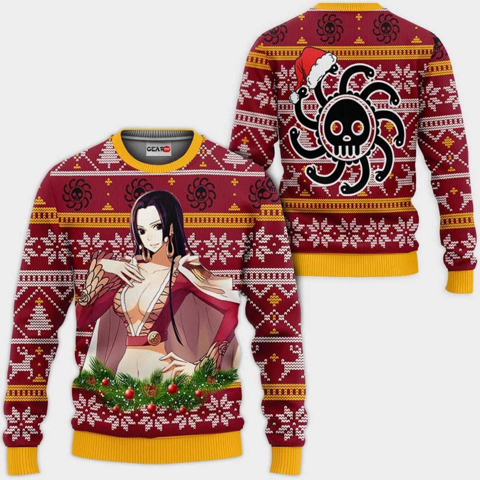 Festive Boa Hancock One Piece Anime Christmas Sweater