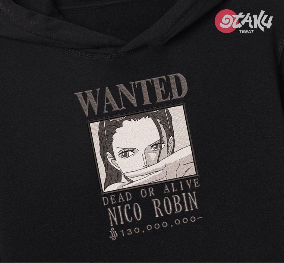 Anime Bounty Nico Robin Embroidered Hoodie – Premium Quality and Style for Fans