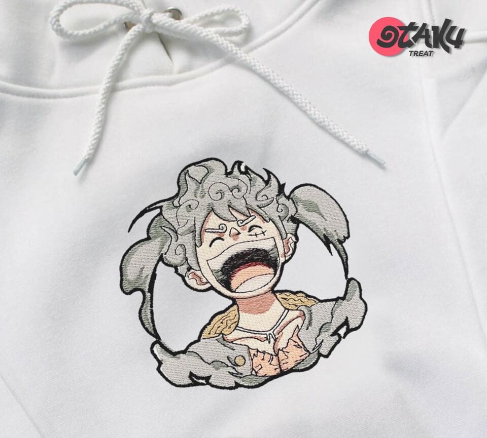 Smile of Luffy Gear 5 Embroidered Anime Hoodie/T-shirt